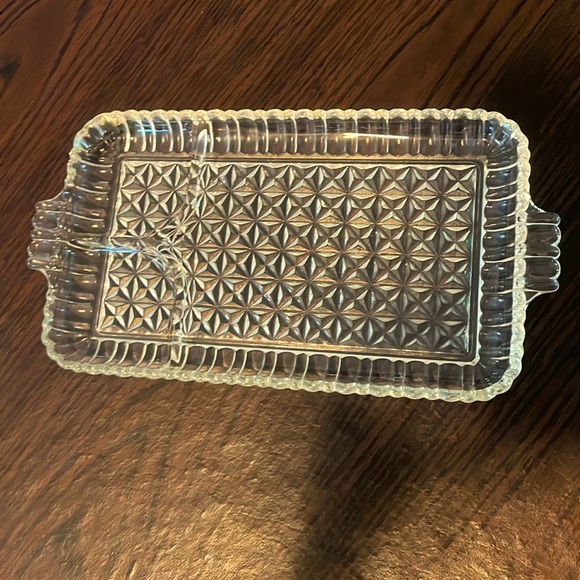 Other - Vintage crystal glass handle tray